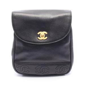 シャネル CHANEL トリプルココマーク リュックサック バックパック バッグ キャビアスキン(グレインドカーフ) ブラック系 【中古】