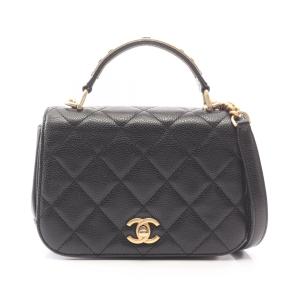 シャネル CHANEL トップハンドル マトラッセ スモールフラップ 2WAY ショルダーバッグ バッグ キャビアスキン(グレインドカーフ) ブラッ