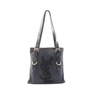 イヴサンローランリヴゴーシュ Yves Saint Laurent rive gauche ロゴ トートバッグ バッグ キャンバス ネイビー系 147403 【中古】