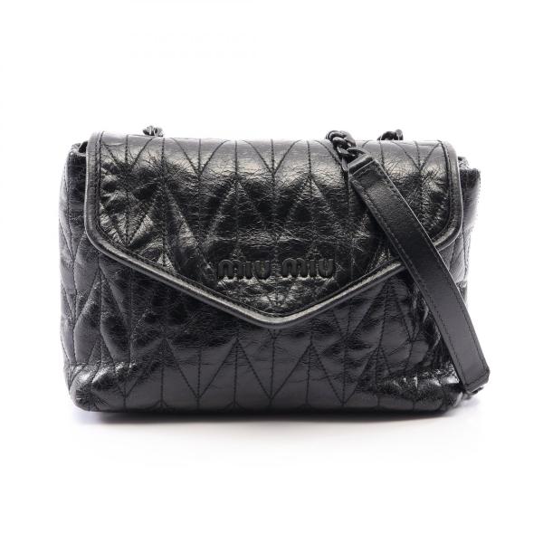 ミュウ ミュウ Miu Miu マテラッセ ショルダーバッグ バッグ レザー ブラック系 【中古】