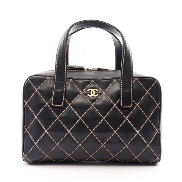 シャネル CHANEL ワイルドステッチ ハンドバッグ バッグ レザー ブラック系 【中古】