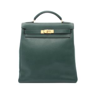 エルメス HERMES ケリーアドGM 内縫い リュックサック バックパック バッグ レザー アルデンヌ グリーン系 【中古】