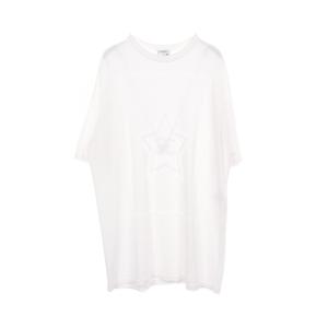 爆買 シャネル CHANEL スター ココマーク オーバーサイズ 半袖Tシャツ 衣料品 トップス コットン ホワイト系 P76443K10987 【中古】