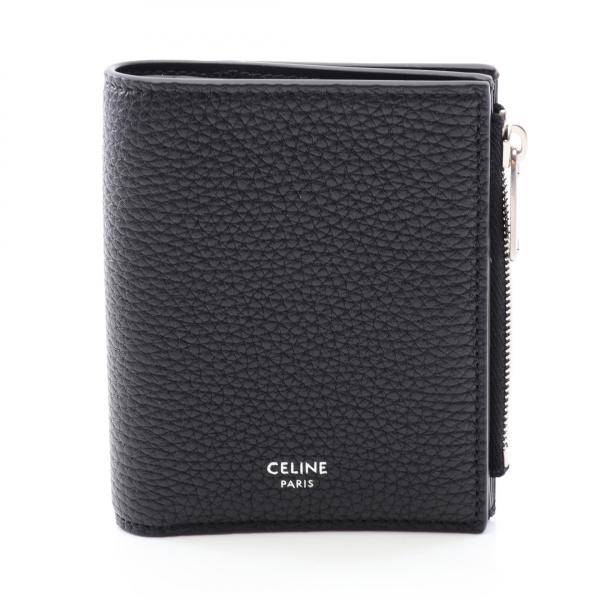 セリーヌ CELINE コンパクトウォレット 二つ折り財布 財布 レザー ブラック系 10E493G...