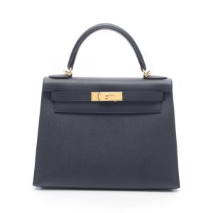 エルメス HERMES ケリー28 ブルーインディゴ 外縫い 2WAY ハンドバッグ バッグ レザー ヴォーエプソン ネイビー系 ブルーインディゴ 【