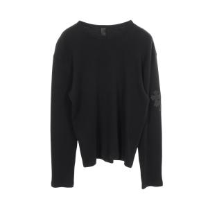 クロムハーツ CHROME HEARTS Y NOT Leather Cross Patch ワッフル カットソー 衣料品 トップス コットン ブラック系 【中古】