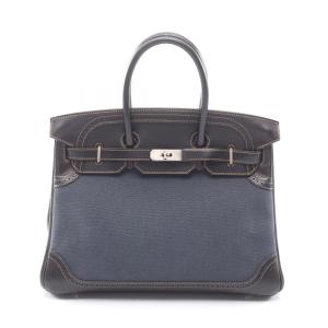 エルメス HERMES バーキン35 ギリーズ ハンドバッグ バッグ キャンバス トワルアッシュ ネイビー系 デニムフォンセ 【中古】
