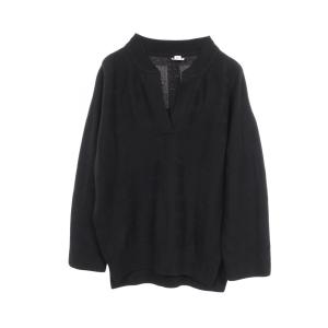 エルメス HERMES Hジャガード Vネック スキッパー チュニック ニット 衣料品 トップス ウール ブラック系 2H2623DA 【中古】