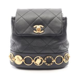 シャネル CHANEL マトラッセ スモール チェーン リュックサック バックパック バッグ ラムスキン（羊革） ブラック系 AS4275 【中古】