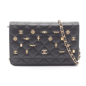 爆買 シャネル CHANEL マトラッセ エジプトチャーム ショルダーバッグ バッグ ラムスキン（羊革） ブラック系 【中古】