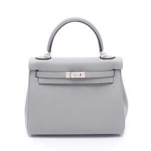 爆買 エルメス HERMES ケリー25 グリパンタン 内縫い 2WAY ハンドバッグ バッグ レザー トゴ グレー系 【中古】
