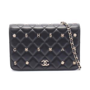 爆買 シャネル CHANEL マトラッセ アイコンチャーム ショルダーバッグ バッグ ラムスキン（羊革） ブラック系 【中古】
