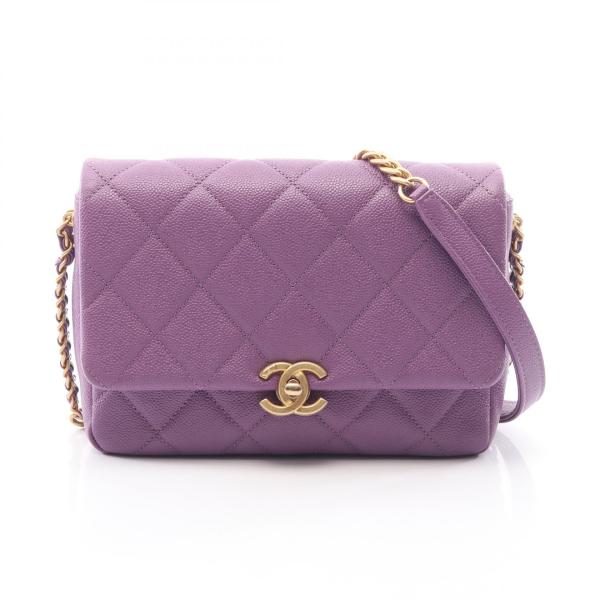 シャネル CHANEL マトラッセ スモールフラップ ショルダーバッグ バッグ キャビアスキン(グレ...