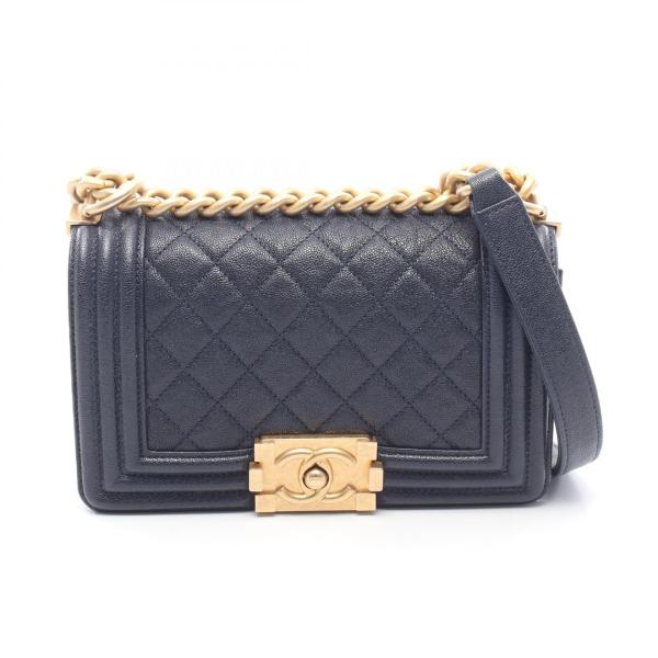 シャネル CHANEL ボーイシャネル スモール ショルダーバッグ バッグ カーフ（牛革） ネイビー...