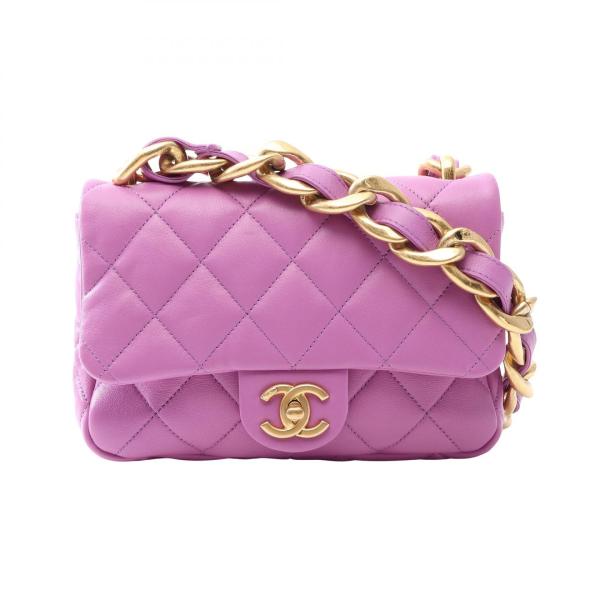 シャネル CHANEL マトラッセ ショルダーバッグ バッグ ラムスキン（羊革） パープル系 【中古...