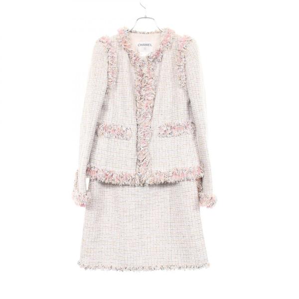 シャネル CHANEL ココマークボタン ツイードジャケット スーツ 衣料品 コットン ブルー系 P...