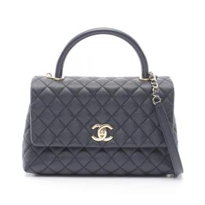 爆買 シャネル CHANEL ココハンドル29 トップハンドル フラップ バッグ マトラッセ ハンドバッグ バッグ カーフ（牛革） ネイビー系 A9299