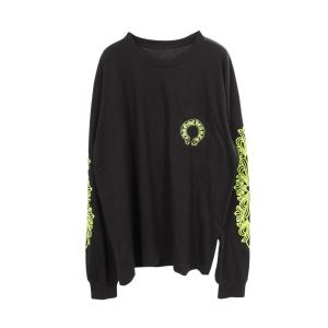 クロムハーツ CHROME HEARTS フローラルクロス ホースシュー 長袖Tシャツ 衣料品 トップス コットン ブラック系 【中古】