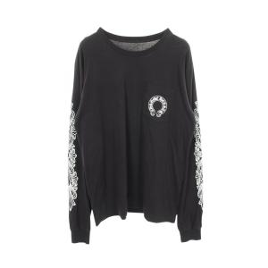 クロムハーツ CHROME HEARTS ホースシューフローラルクロス クルーネック 長袖Tシャツ 衣料品 トップス コットン ブラック系 【中古