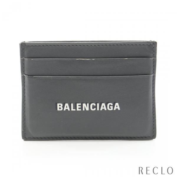 バレンシアガ BALENCIAGA カードケース ロゴプリント レザー ブラック 594309 ユニ...