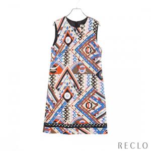 エミリオプッチ EMILIO PUCCI ワンピース ノースリーブ 総柄 コットン ベージュ マルチカラー レディース 中古｜reclo-as-shopping