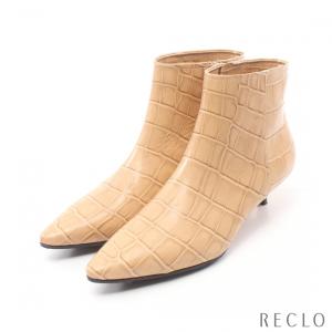 ペリーコ PELLICO ブーティ レザー ベージュ クロコ型押し レディース 中古｜reclo-as-shopping