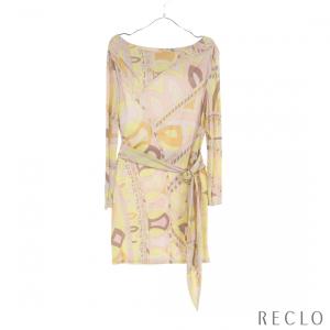 エミリオプッチ EMILIO PUCCI ワンピース 総柄 レーヨン ライトピンク マルチカラー 21RM51 レディース 中古｜reclo-as-shopping