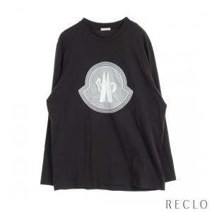 モンクレール MONCLER Tシャツ クルーネック 長袖 ロゴ コットン ブラック 8d00005-8390t レディース 中古｜reclo-as-shopping