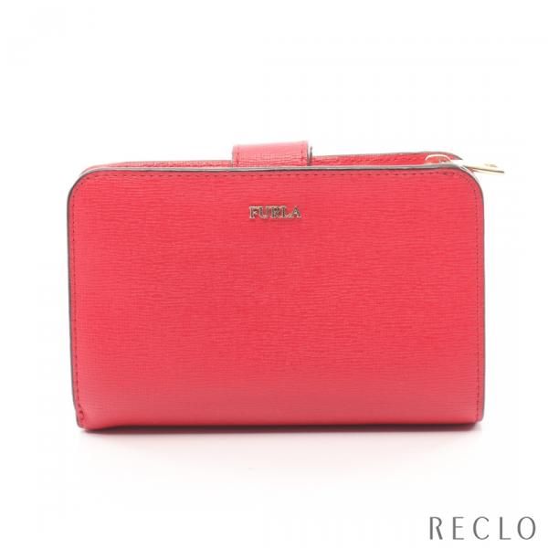 フルラ FURLA BABYLON M ZIP AROUND 二つ折り財布 レザー ピンクレッド P...