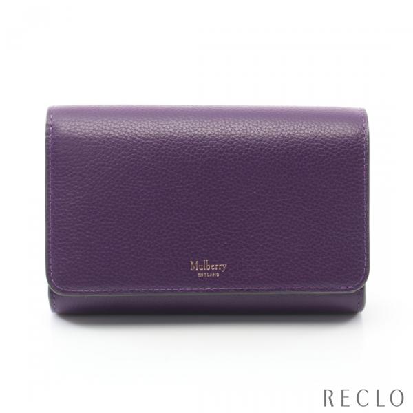 マルベリー MULBERRY 二つ折り財布 レザー パープル レディース 中古