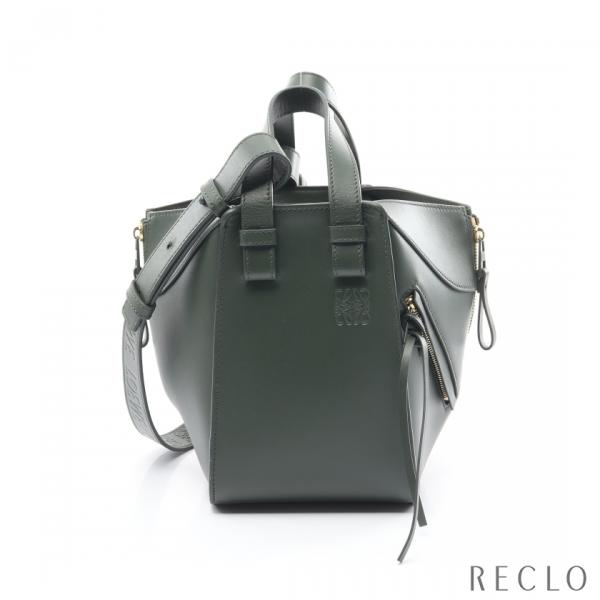 ロエベ LOEWE ハンモックバッグ コンパクト ハンドバッグ レザー カーキグリーン 2WAY A...