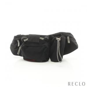 プラダスポーツ リネアロッサ PRADA SPORT LINEA ROSSA ボディバッグ ウエストバッグ ナイロン ブラック 4VA056 メンズ 中古｜reclo-as-shopping