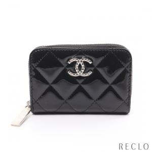 シャネル CHANEL ブリリアント マトラッセ ラウンドファスナー コインケース エナメルレザー ブラック シルバー金具 A68945 レディース 中古｜reclo-as-shopping