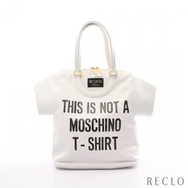 モスキーノ MOSCHINO T-SHIRT ハンドバッグ トートバッグ Tシャツ型 レザー ホワイ...