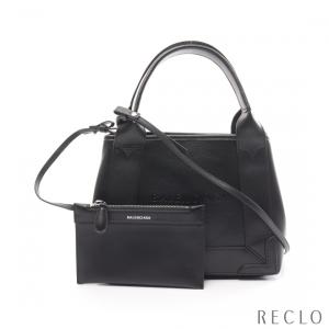 バレンシアガ BALENCIAGA ネイビーカバ XS ハンドバッグ レザー ブラック 2WAY 390346 レディース 中古｜reclo-as-shopping