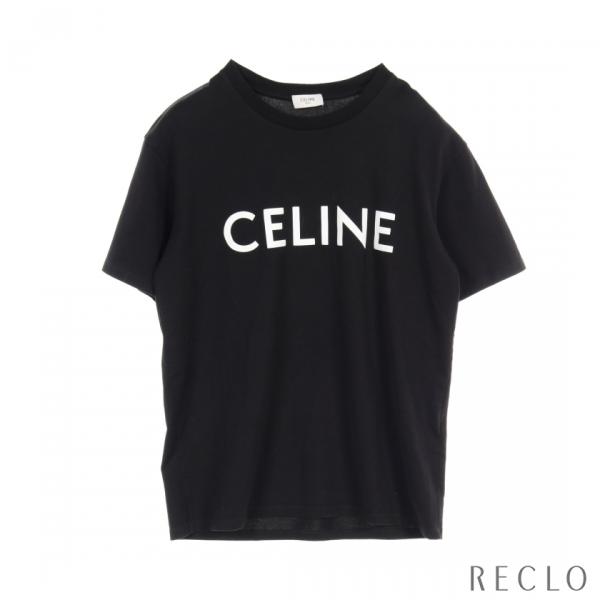 セリーヌ CELINE Tシャツ フロントロゴプリント コットン ブラック ホワイト メンズ 中古