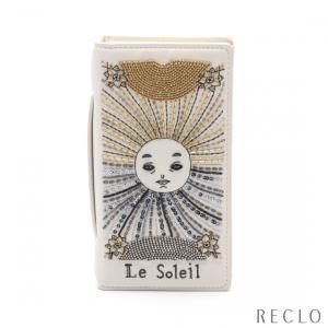 クリスチャンディオール Christian Dior Le Soleil Tarot Pouch ポーチ タロットモチーフ レザー アイボリー レディース 中古｜reclo-as-shopping