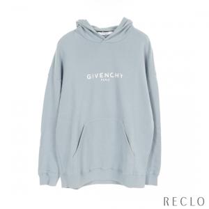 ジバンシィ GIVENCHY プルオーバーパーカー コットン ライトブルー ロゴプリント BM700R30AF メンズ 中古｜reclo-as-shopping