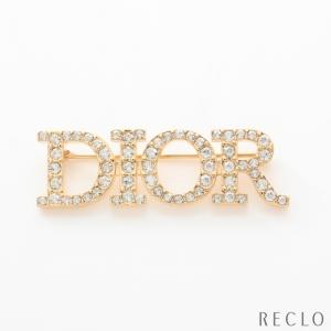 クリスチャンディオール Christian Dior Diorロゴ ブローチ GP ラインストーン ゴールド クリア レディース 中古｜reclo-as-shopping