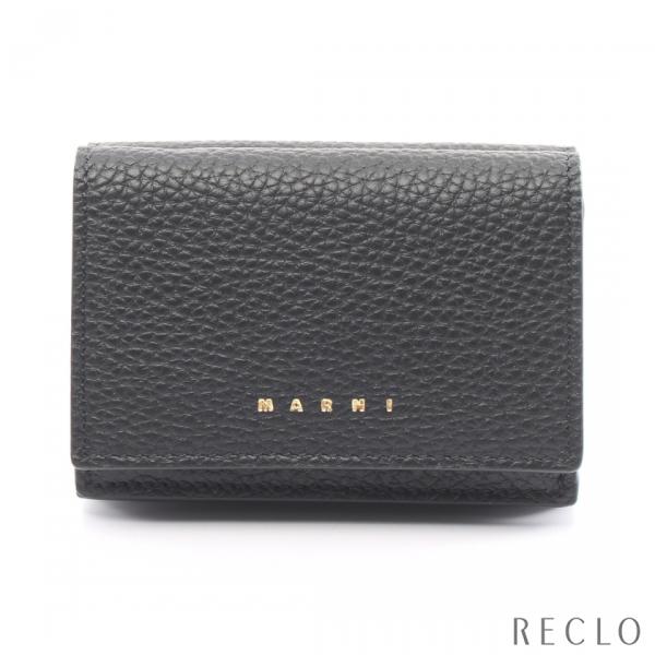 マルニ MARNI VENICE ヴェニス 三つ折り長財布 コンパクトウォレット レザー ブラック ...