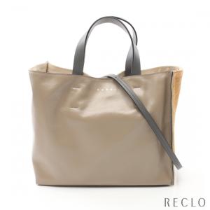 マルニ MARNI MUSEO ハンドバッグ レザー ハラコ ベージュ イエローブラウン グレー 2WAY SHMP0069U7 レディース 中古｜reclo-as-shopping