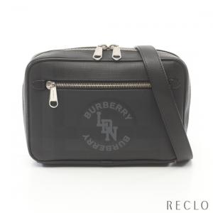 バーバリー BURBERRY ショルダーバッグ PVC レザー ダークグレー ブラック 8022515 メンズ 中古｜reclo-as-shopping