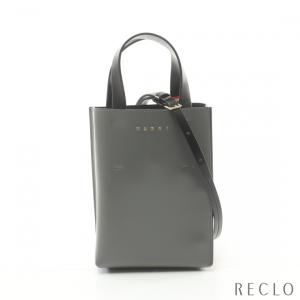 マルニ MARNI MUSEO ナノ  ハンドバッグ トートバッグ レザー グレー アイボリー ブラック 2WAY SHMP0050Y0 レディース 中古｜reclo-as-shopping