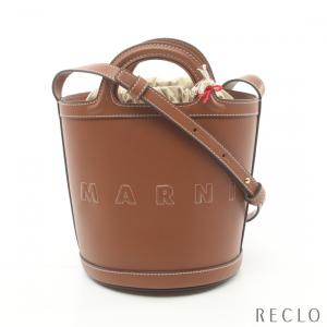 マルニ MARNI TROPICALIA SMALL BUCKET BAG ショルダーバッグ レザー ブラウン 2WAY SCMP0056U0 レディース 中古｜reclo-as-shopping