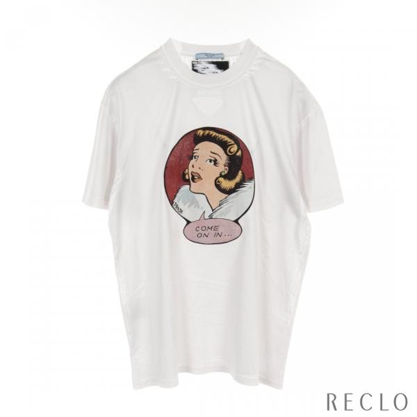 プラダ PRADA Tシャツ クルーネック コットン ライトグレー マルチカラー 35962 レディ...