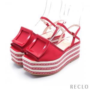 ロジェヴィヴィエ Roger Vivier サンダル ファブリック レッド プラットフォーム 厚底 レディース 中古｜reclo-as-shopping