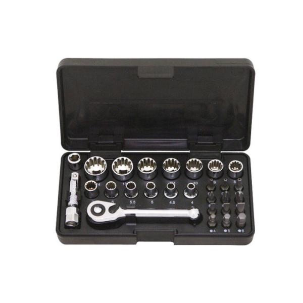 SIGNET シグネット 22038 1/4DR スプラインソケット&amp;ビットセット 28PC 代引不...