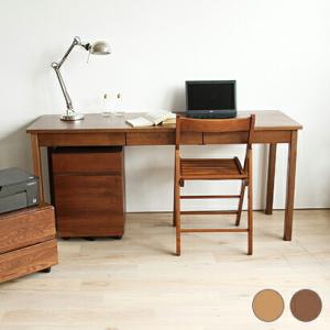 タモ天然木無垢 北欧調引出し付デスク 幅155 省スペースタイプ大人用 パソコンデスク 配線すっきり...
