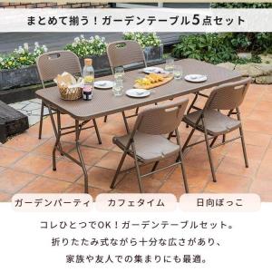 ラタン調 折りたたみ ガーデン 5点セット マ...の詳細画像4