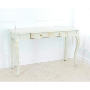 デスク アンティーク風 可愛い リボン 学習机 棚 引出し 猫脚 洋風